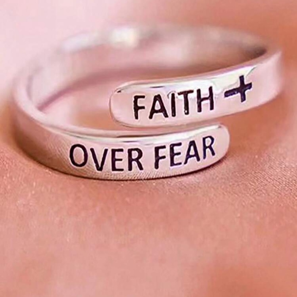 Inspirational Ring Faith over fear adjustable
